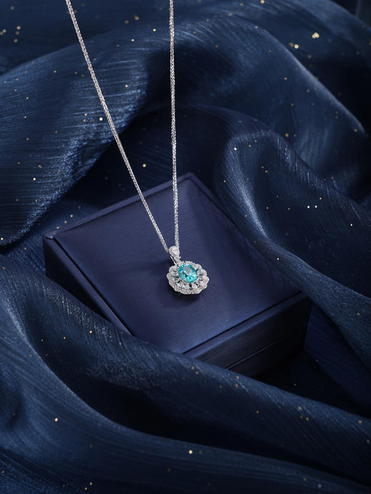 子佩集【景明嘉遇】银S925套链【PYP2042-XF】项链培育宝石帕拉伊巴蓝碧玺2601 商品图4