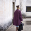 绽放045朵/春日织紫·紫色色织长绒棉风衣外套女春中长款休闲大衣 商品缩略图3