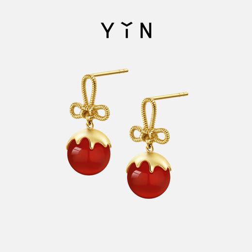 「怡」小糖球冰糖葫芦18K金耳饰万字结 商品图0