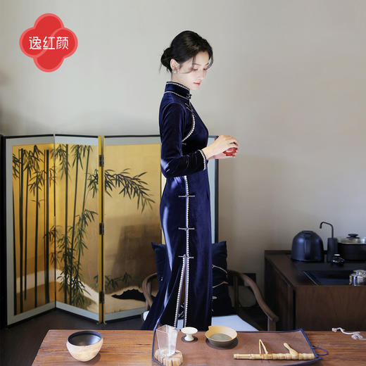 逸红颜《卿云》26春新款弹力金丝绒正宗老上海重工琨边海派旗袍女 商品图3
