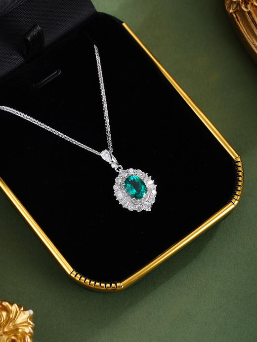 子佩集【碧霄破晓】银S925套链【PM2231-XF】项链培育宝石祖母绿2601 商品图3