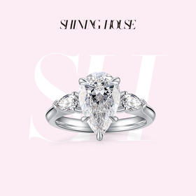 ShiningHouse[培育] 18k金钻石戒指 水滴形2克拉钻人工真钻人造钻石K金戒指时尚钻石戒指悦己送礼臻选【此商品不支持7天无理由退货退款】