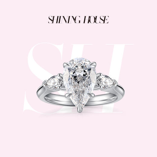 ShiningHouse[培育] 18k金钻石戒指 水滴形2克拉钻人工真钻人造钻石K金戒指时尚钻石戒指悦己送礼臻选【此商品不支持7天无理由退货退款】 商品图0