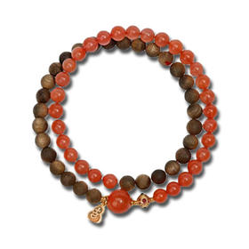 平安大吉·天然棋楠沉香南红双圈手串