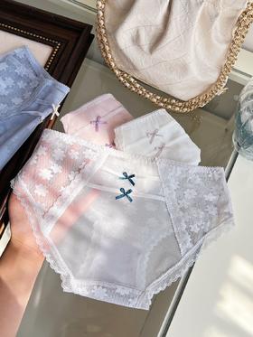 【GZ】无忧购39元3件新款网纱蕾丝花纹内裤女超透气中低腰纯欲三角裤女7172（截单后3-5天发货）