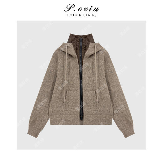 04-4潘依绣丁丁宠粉羊毛复古腔调慵懒风立领抽绳连帽休闲裤裤套装W-63629 商品图2