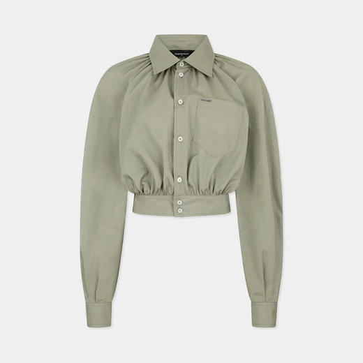 DSQUARED2 女士金属徽标饰牌棉质短款长袖衬衫 浅绿色 S75DL0944 S36275 734 商品图0