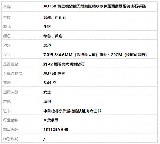 【天然正品】A货翡翠AU750黄金镶钻镶天然细腻晴水冰种蛋面翡翠配符山石手链 链长：20CM（长度可调节）181125AH48 商品图8