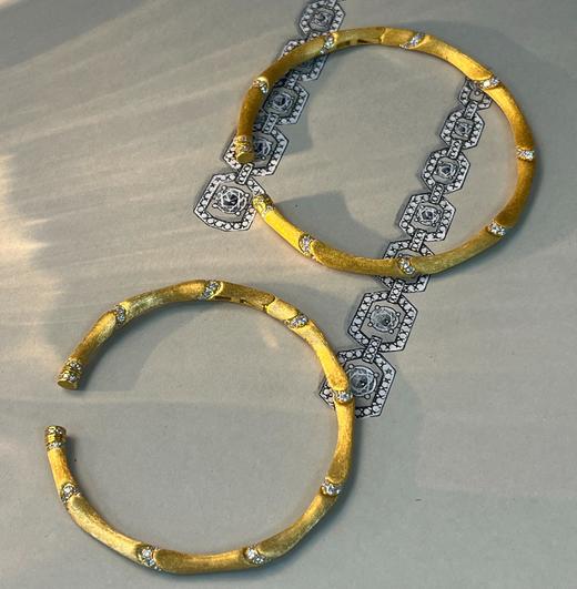 节节高升 所愿皆成 镯子体型圆润饱满 竹节拉丝镯 近圆形 侧面开口镯子  银镀金首饰（非质量问题  不退不换） 商品图4