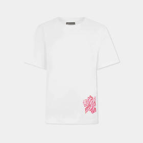 DSQUARED2 女士徽标印花棉质圆领短袖T恤 白色 S75GD0516 D20106 100
