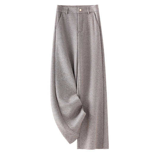 【甄选面料❗️舒适耐穿】灰色毛呢休闲阔腿裤女2025秋冬款新款窄版宽松显瘦百搭糯米直筒裤。jc 商品图2