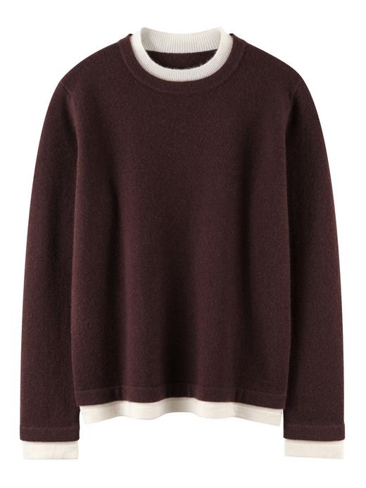 【来点不一样的】平面双层圆领拼接假两件！100%山羊绒女宽松套头针织打底毛衣上衣女款！ 商品图3