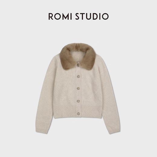 ROMI STUDIO帕丝条丹麦水貂毛领100%山羊绒毛织外套 RWDSW02392 商品图0