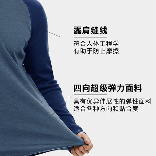 IGUANA 260G可机洗美利奴羊毛秋冬拼色女款  男款  T恤 商品图9