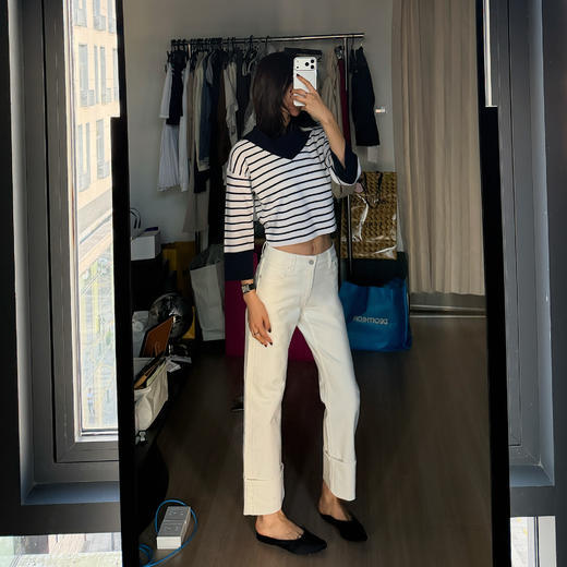 ROMI STUDIO“经典海军风”双纱羊毛竖坑条肌理套头毛织 RWDSST1799 商品图1