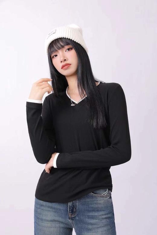 3BAZ095404#V领撞色T 商品图0