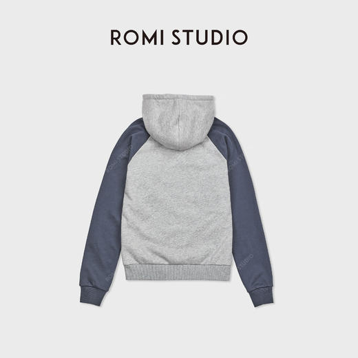 ROMI STUDIO“美式复古”字母印花拼色插肩袖连帽卫衣 RWDSS62123 商品图2