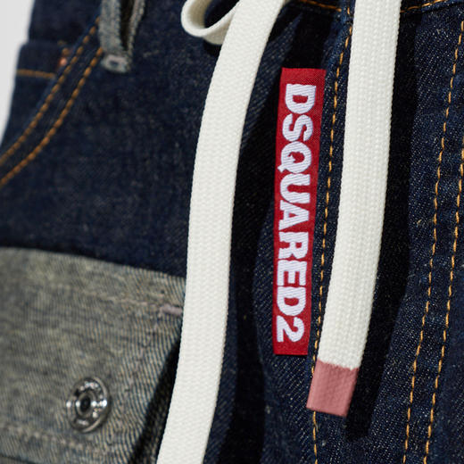 DSQUARED2 女士字母徽标标签“工装”牛仔短裤 混色 S75MU0519 D30034 470 商品图3