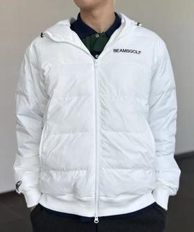 BEAMS GOLF男士橙标 抓绒内衬棉服 连帽防寒保暖外套经典百搭