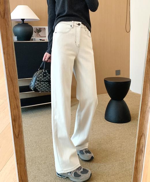 土耳其新款心动双版加绒直筒四面弹窄版牛仔裤 商品图3