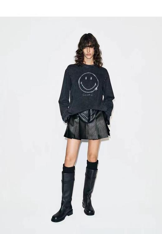 F013028联名长袖T恤2026新品烫钻笑脸长袖T俏皮软语 商品图4