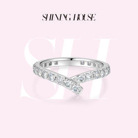 【预售】ShiningHouse[培育] 18k金钻石戒指 圆钻形人工真钻人造钻石K金戒指排钻戒指时尚钻石戒指悦己送礼臻选【此商品不支持7天无理由退货退款】