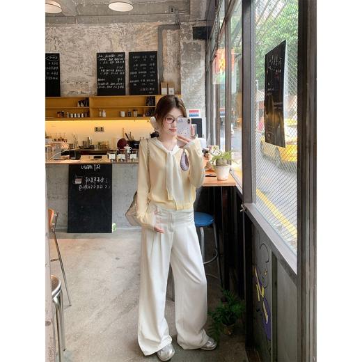 <曾小咸推荐>韩系浅黄色绑带毛针织衫上衣 商品图2