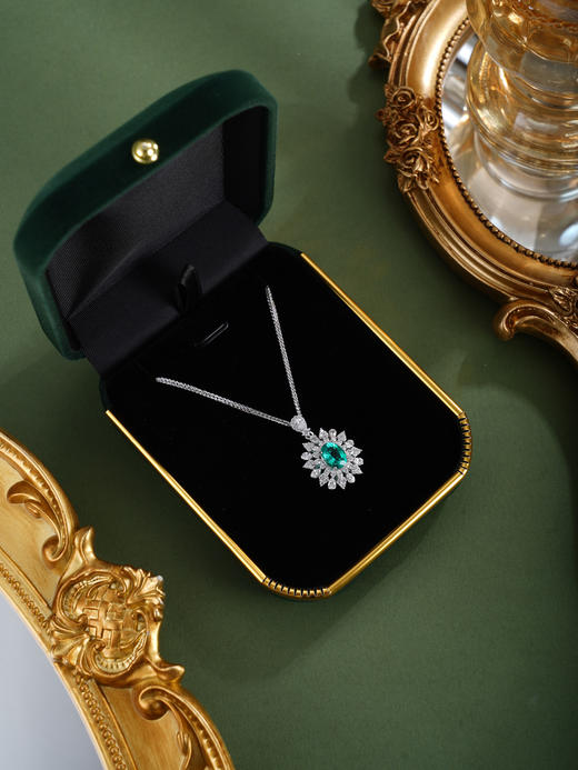 子佩集【炽光序章】银S925套链【PM2275-XF】项链培育宝石祖母绿2601 商品图3