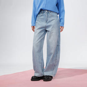 休闲宽松KT刺绣牛仔长裤-纪念日百货门店同款168998231