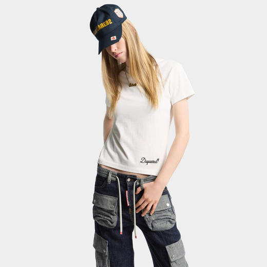 DSQUARED2 女士签名款棉质圆领短袖T恤 白色 S75GD0512 D20106 100 商品图2