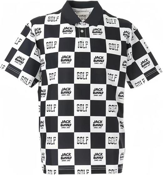 Jack Bunny 男款 高尔夫 双色格子logo印花透气速干polo领短袖T恤 商品图13