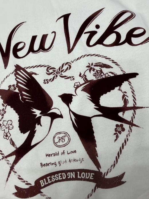 F013027短袖T恤2026春新品棉质双层植绒印花新年燕子 商品图11