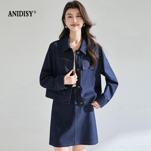 2026春装廓形显瘦翻领长袖单排扣牛仔外套 商品图0