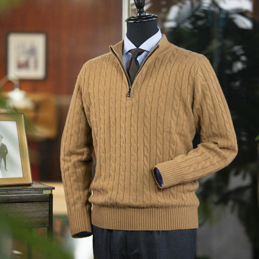 复古学院风 常青藤预科生范 超重磅秋冬拉链奢华全羊绒衫 商品图0