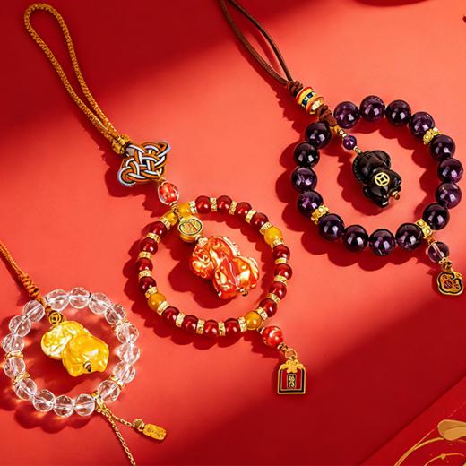 珠御在殿·平安系列马年挂件 | 白水晶、紫水晶、红玛瑙、紫檀木等东方玉石木质做的挂件搭子 商品图5