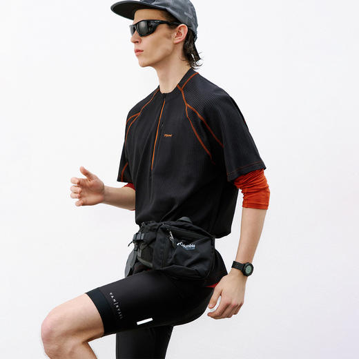 714street吸湿速干户外短袖T恤男2026春季宽松半拉链华夫格半袖衫 商品图1