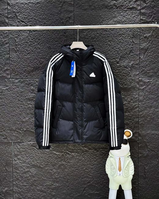 F013001冬季款三条杠连帽保暖落肩款羽绒服男女同款 商品图5