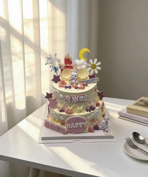 【臻品系列】--半翻糖【双层粉色可爱兔】 商品图1