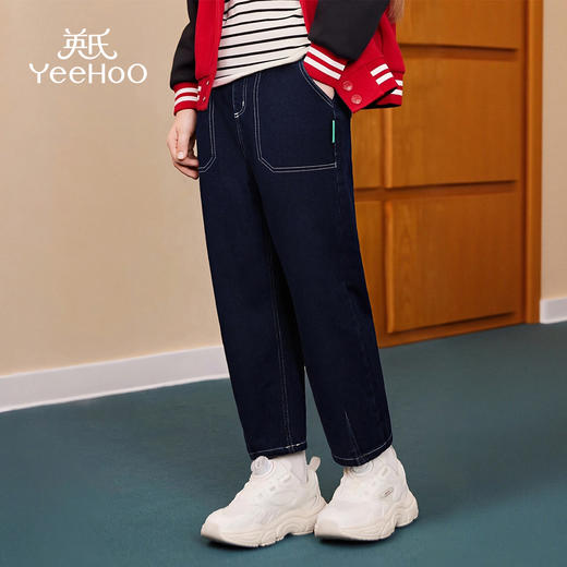 【英氏】【加绒】【110-175】男童牛仔裤儿童保暖裤子 商品图4