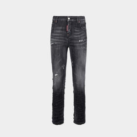 DSQUARED2 女士字母徽标贴片Teddy修身牛仔裤 黑色 S75LB1160 S30357 900