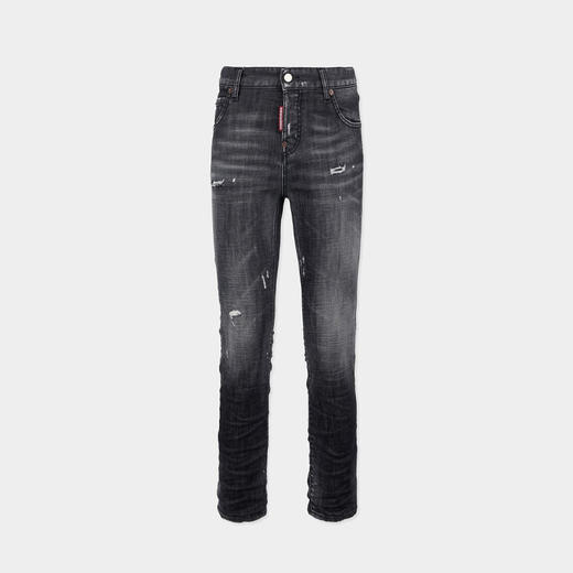 DSQUARED2 女士字母徽标贴片Teddy修身牛仔裤 黑色 S75LB1160 S30357 900 商品图0