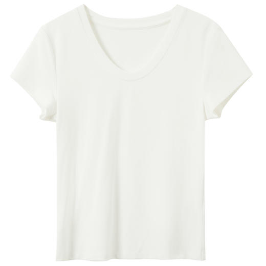 【宋轶同款】[瘦瘦T]三彩2026春季新款U领正肩短袖修身T恤套头上衣短款M 商品图4