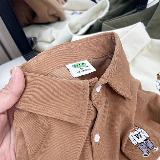 【89元2件】春秋冬童装男童儿童细条棉质/灯芯绒卡通长袖衬衫衬衣 商品图2