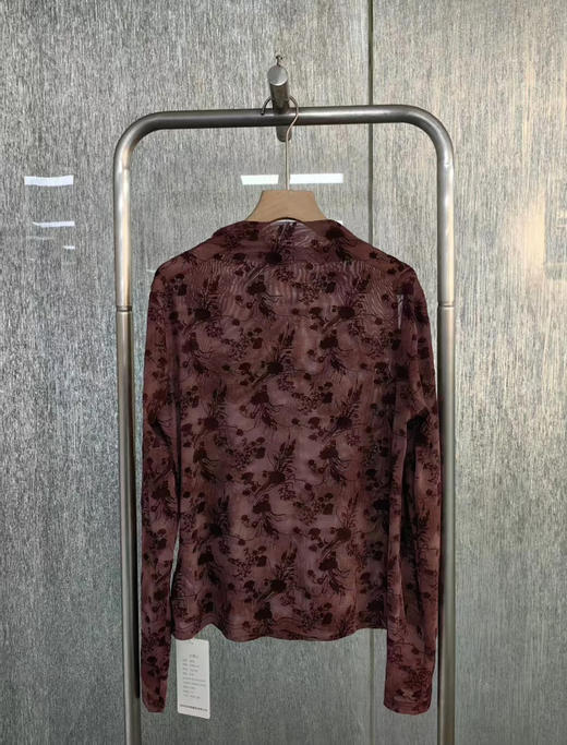 出口原单重磅双层网纱浮雕植入绒提花工艺小性感小心机设计打底衫（超大弹力） 商品图5