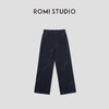 ROMI STUDIO“随性丹宁”斜纹棉加绒弹力水洗阔腿牛仔裤RW24AX80726 商品缩略图0