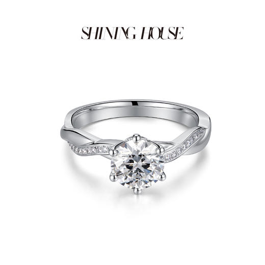 ShiningHouse[培育] 18k金钻石戒指 圆钻形1克拉钻人工真钻人造钻石K金戒指时尚六爪钻石戒指悦己送礼臻选【此商品不支持7天无理由退货退款】预计3日发货 商品图1