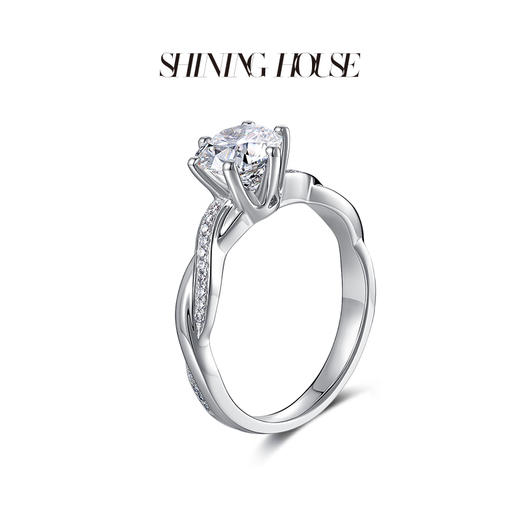 ShiningHouse[培育] 18k金钻石戒指 圆钻形1克拉钻人工真钻人造钻石K金戒指时尚六爪钻石戒指悦己送礼臻选【此商品不支持7天无理由退货退款】预计3日发货 商品图2