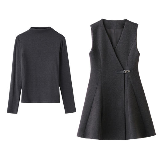 「自」全新升级【铂金会员413/天猫559/差价146】(99316) 洛诗琳气质收腰显瘦针织衫+无袖收腰背心裙两件套 商品图4