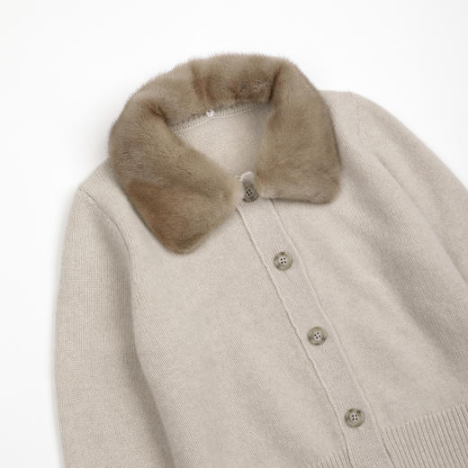 ROMI STUDIO帕丝条丹麦水貂毛领100%山羊绒毛织外套 RWDSW02392 商品图2