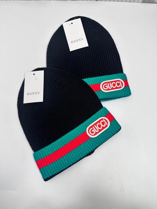 F013034冬季新款拼色彩条刺绣针织帽毛线帽冷帽 商品图2